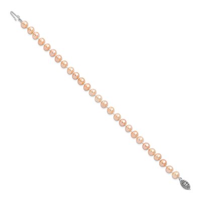 Sterling Silver Pink Freshwater Cultured Pearl Bracelet – view 2
