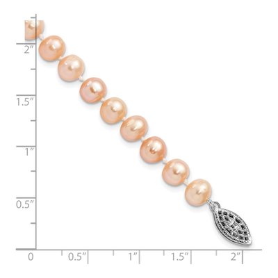 Sterling Silver Pink Freshwater Cultured Pearl Bracelet – view 4