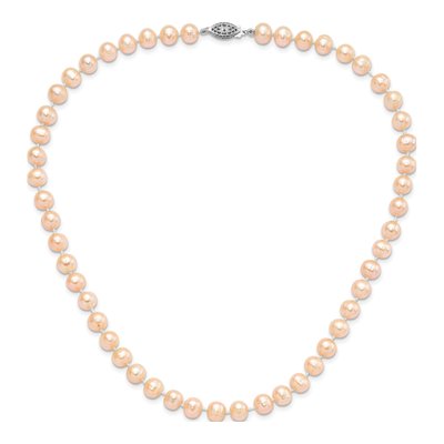 Sterling Silver Pink Freshwater Cultured Pearl Necklace – view 4