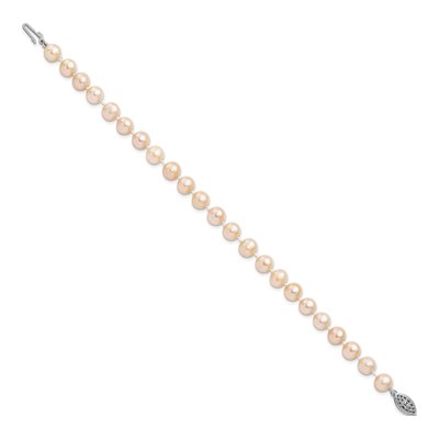 Sterling Silver Pink Freshwater Cultured Pearl Bracelet – view 2