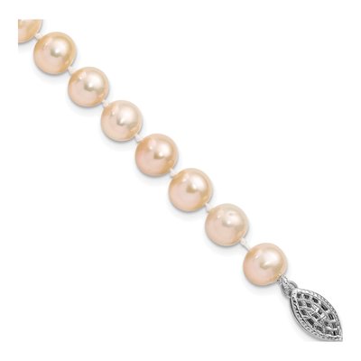 Sterling Silver Pink Freshwater Cultured Pearl Bracelet