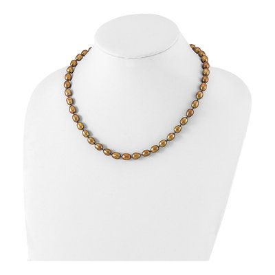 Sterling Silver Brown Freshwater Cultured Pearl Necklace – view 4