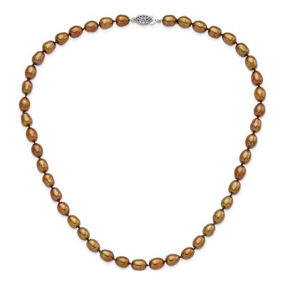 Sterling Silver Brown Freshwater Cultured Pearl Necklace – view 5