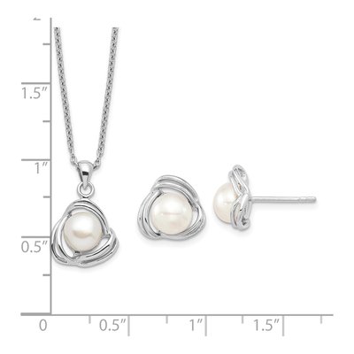 Sterling Silver Pearl Necklace & Earring Set – view 4