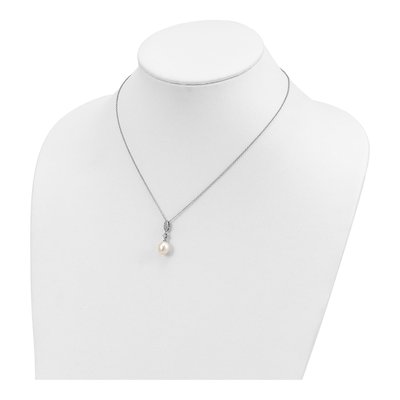 Sterling Silver Pearl & CZ Necklace + Earring Set – view 6