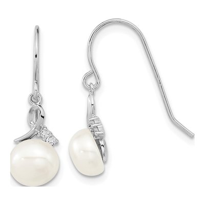 Sterling Silver Pearl & CZ Necklace and Earring Set – view 3