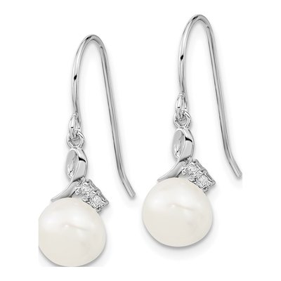 Sterling Silver Pearl & CZ Necklace and Earring Set – view 5