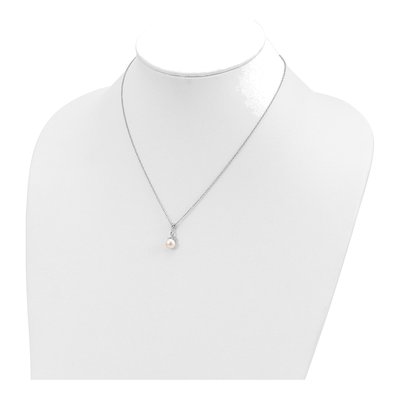 Sterling Silver Pearl & CZ Necklace and Earring Set – view 6