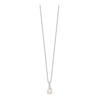 Sterling Silver Pearl & CZ Necklace and Earring Set – view 7