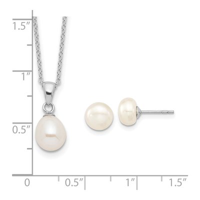 Sterling Silver Freshwater Pearl Necklace & Earring Set – view 4