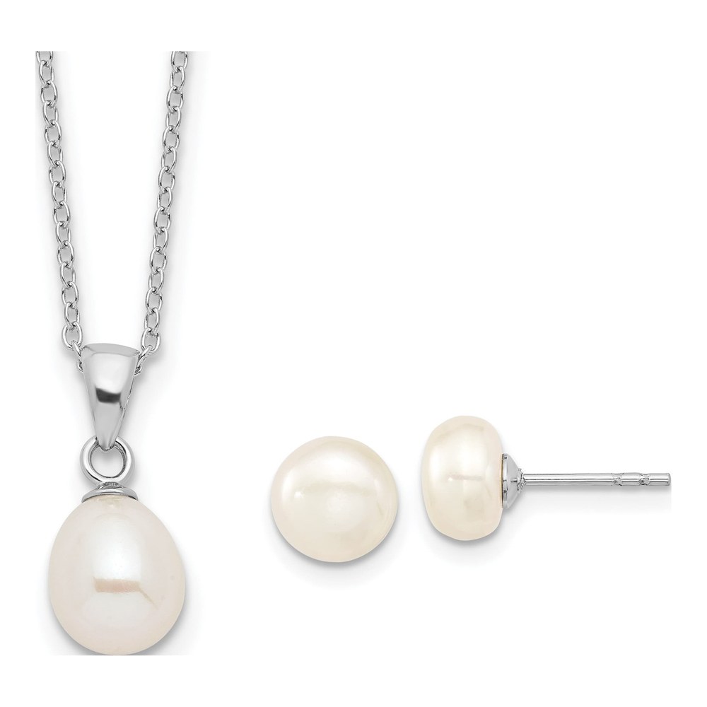 Sterling Silver Freshwater Pearl Necklace & Earring Set