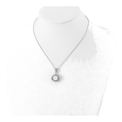 Sterling Silver Pearl & CZ Necklace & Earring Set – view 6