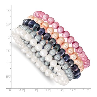 5-Pc Freshwater Pearl Stretch Bracelet Set – view 3