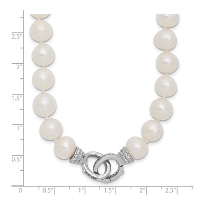 Sterling Silver Freshwater Cultured Pearl & CZ Adjustable Necklace – view 7