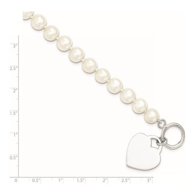 Sterling Silver Freshwater Cultured Pearl Heart Toggle Bracelet – view 3