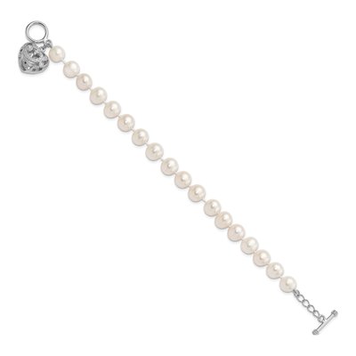 Sterling Silver Freshwater Cultured Pearl Toggle Bracelet – view 2
