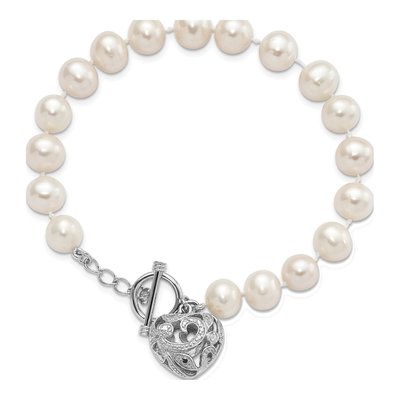 Sterling Silver Freshwater Cultured Pearl Toggle Bracelet – view 4