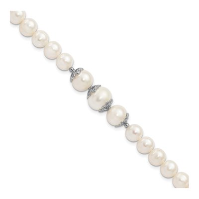 Sterling Silver Freshwater Cultured Pearl Near-Round Fancy Bracelet
