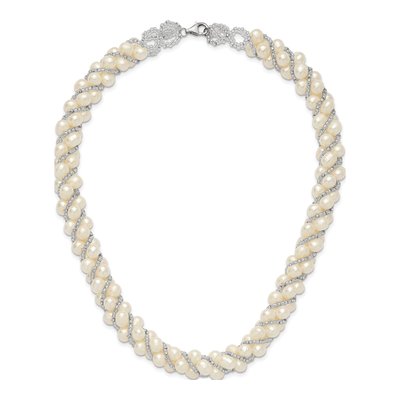 Sterling Silver Freshwater Pearl & Bead Necklace – view 6