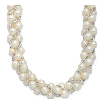 Sterling Silver Freshwater Pearl & Bead Necklace