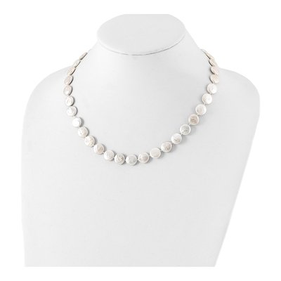 Sterling Silver Freshwater Cultured Pearl Coin Necklace – view 5