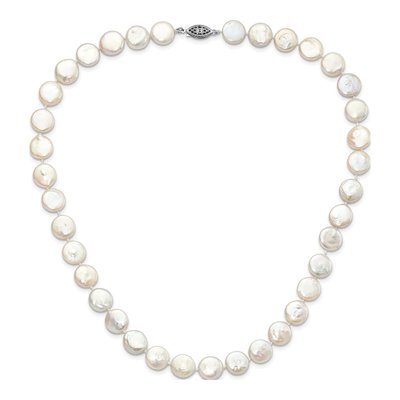 Sterling Silver Freshwater Cultured Pearl Coin Necklace – view 6