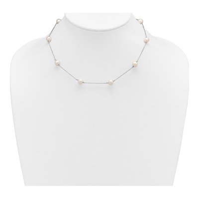 Sterling Silver Freshwater Cultured Pearl 9-Station Necklace – view 4