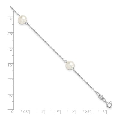 Sterling Silver Freshwater Cultured Pearl 3-Station Bracelet – view 3