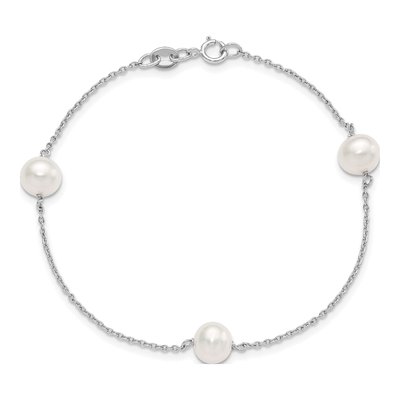 Sterling Silver Freshwater Cultured Pearl 3-Station Bracelet – view 4