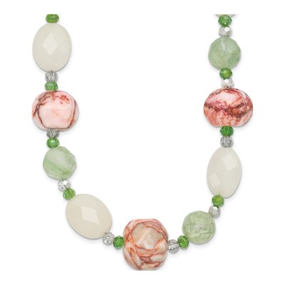Sterling Silver Crystal Aventurine Jasper Necklace
