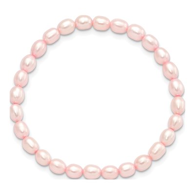Girls' Pink Freshwater Pearl Stretch Bracelet – view 3