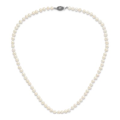 Sterling Silver Freshwater Cultured Pearl Near-Round Necklace – view 4