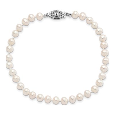 Sterling Silver Freshwater Cultured Pearl Near-Round Bracelet – view 3