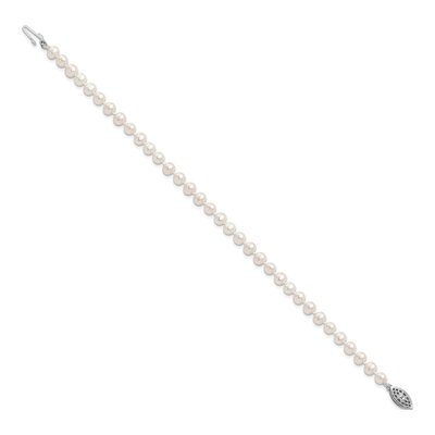 Sterling Silver Freshwater Cultured Pearl Near Round Bracelet – view 2