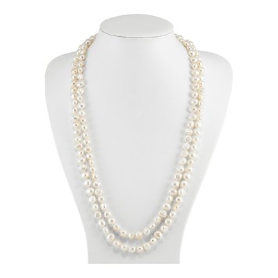 64in White Baroque Freshwater Pearl Endless Necklace – view 3