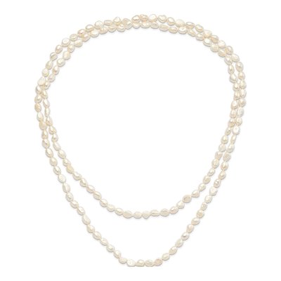 64in White Baroque Freshwater Pearl Endless Necklace – view 5