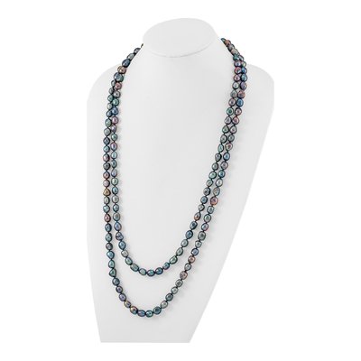 64" Black Baroque Freshwater Pearl Endless Necklace – view 2