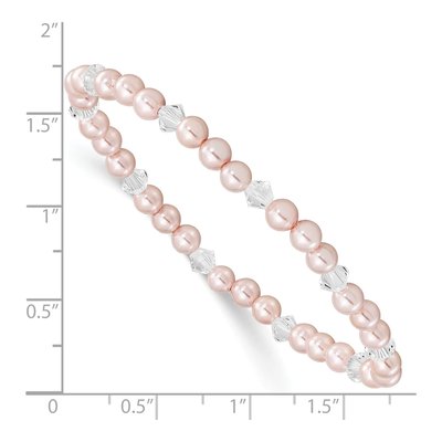 Kids' Pink Shell Pearl & Crystal Stretch Bracelet – view 3