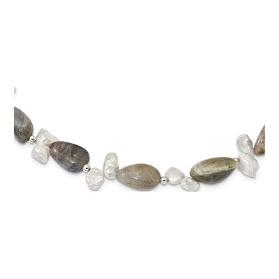 Sterling Silver Freshwater Cultured Pearl Labradorite Necklace