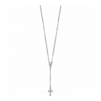 Sterling Silver Beaded Rosary Necklace – view 3