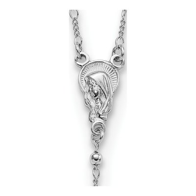 Sterling Silver Beaded Rosary Necklace – view 4