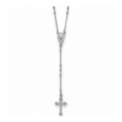 Sterling Silver Beaded Rosary Necklace