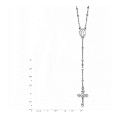 Sterling Silver Beaded Rosary Necklace – view 4