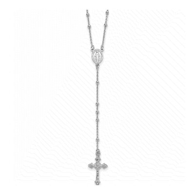 Sterling Silver Beaded Rosary Necklace