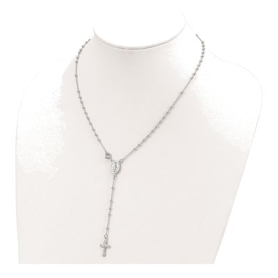 Sterling Silver Beaded Rosary Necklace – view 4