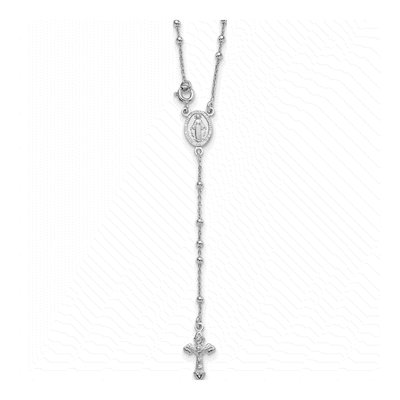 Sterling Silver Beaded Rosary Necklace
