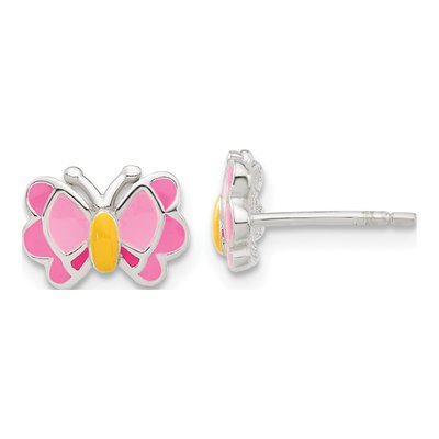 Girls' Sterling Silver Butterfly Earrings & Necklace Set – view 3