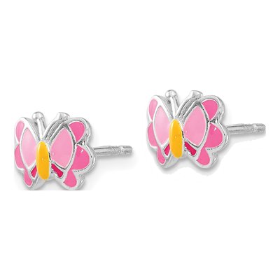 Girls' Sterling Silver Butterfly Earrings & Necklace Set – view 4