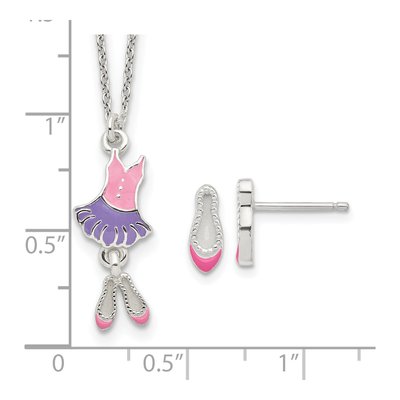 Girls' Sterling Silver Ballerina Necklace & Earring Set – view 7