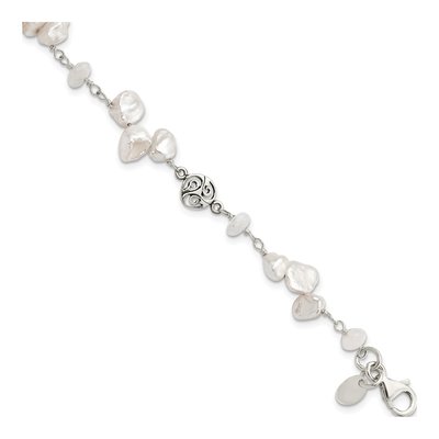 Sterling Silver Freshwater Cultured Pearl Fancy Bracelet